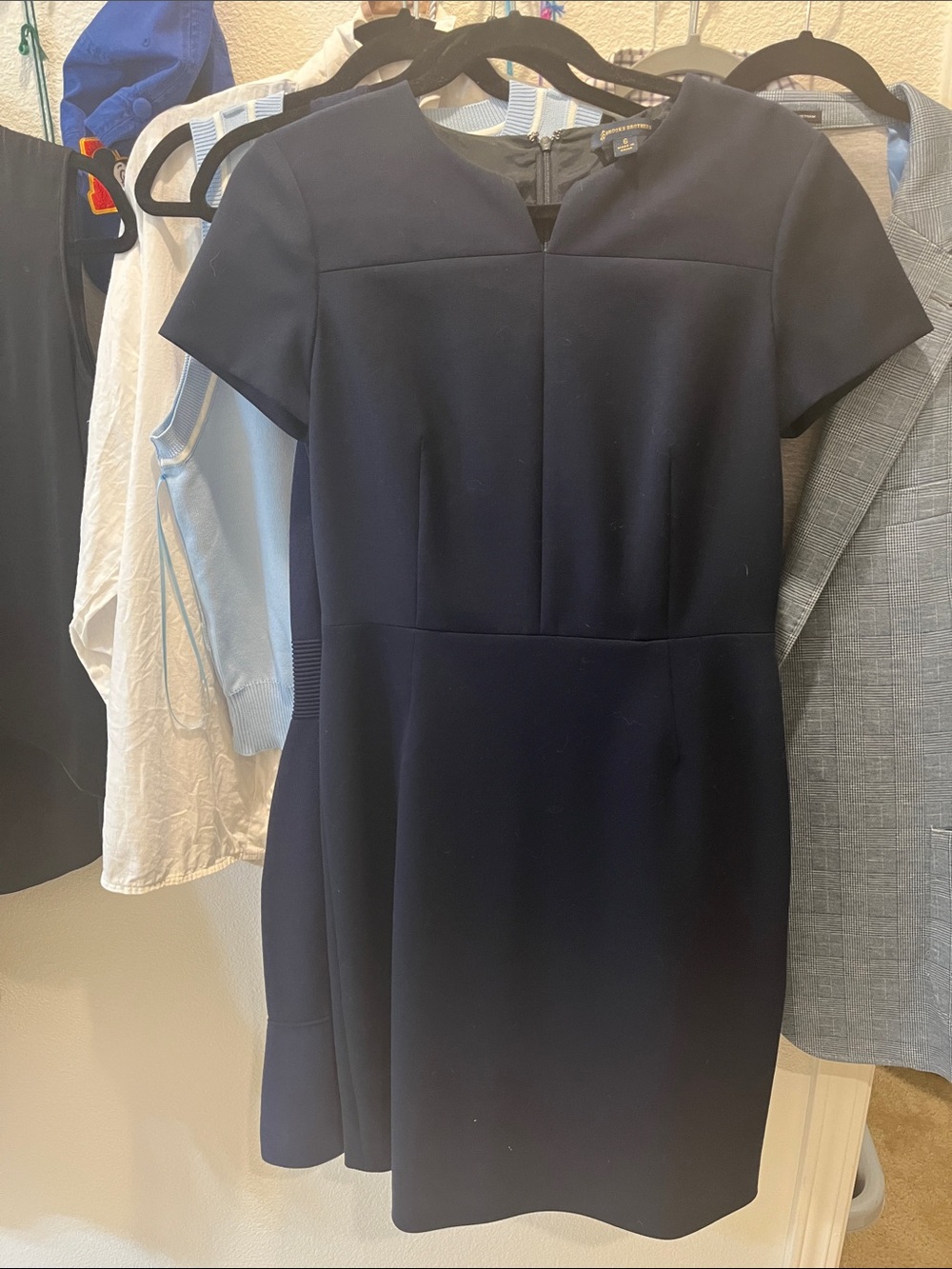 Brooks Brothers Navy Short-Sleeve Sheath Dress
